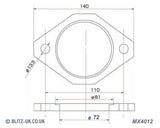 Blitz Exhaust Gasket -MX4012 - 72mm Bore - 2 bolt fixing 13.3mm x 110mm centres